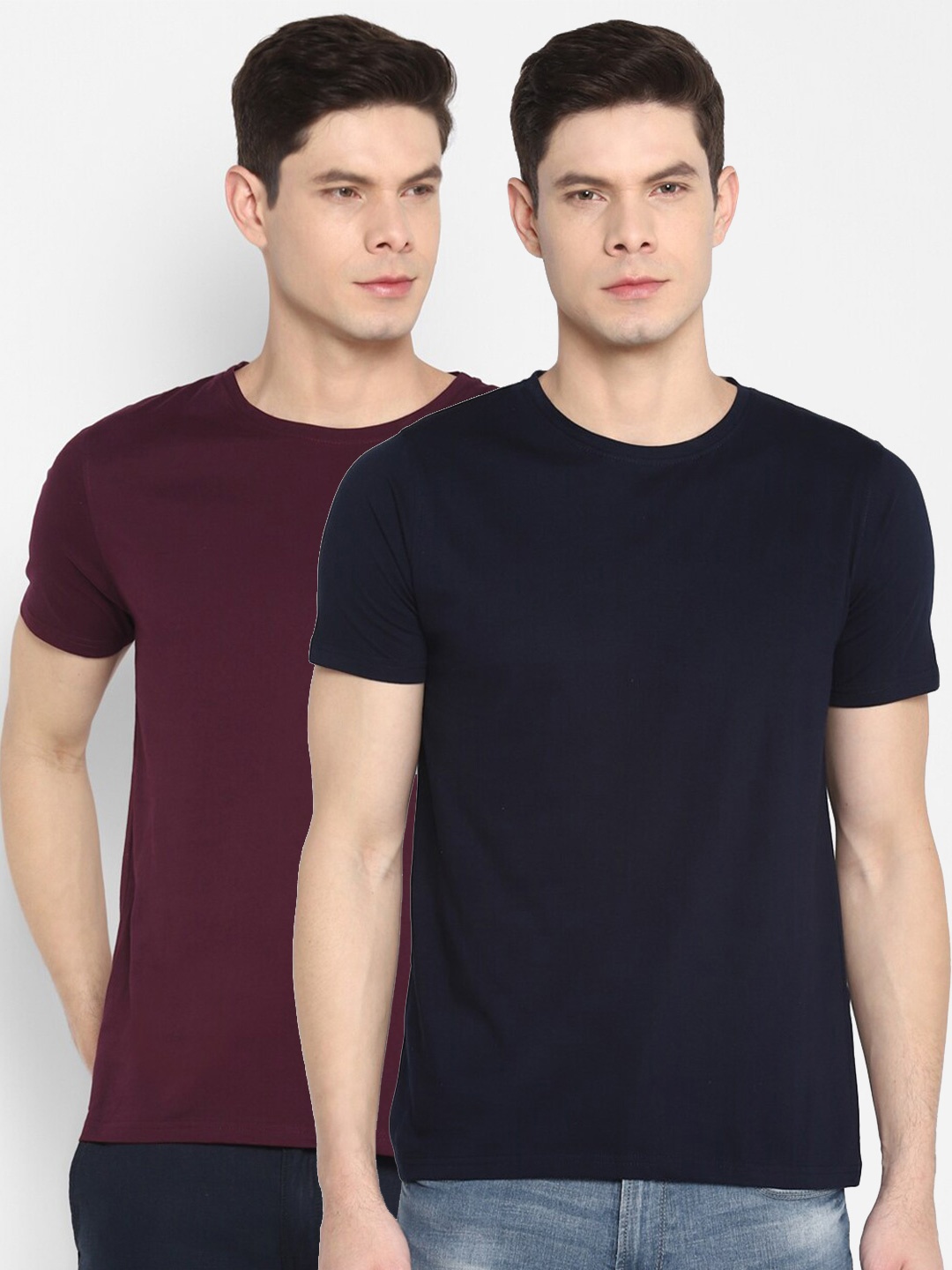 

appulse Men Pack Of 2 Cotton T-shirts, Navy blue