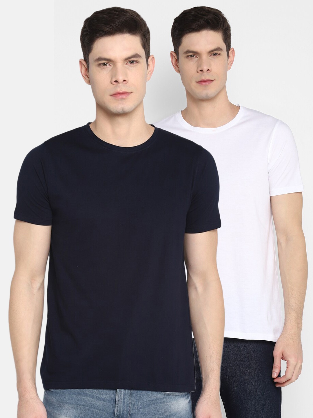 

appulse Men Navy Blue & White Pack of 2 T-shirts