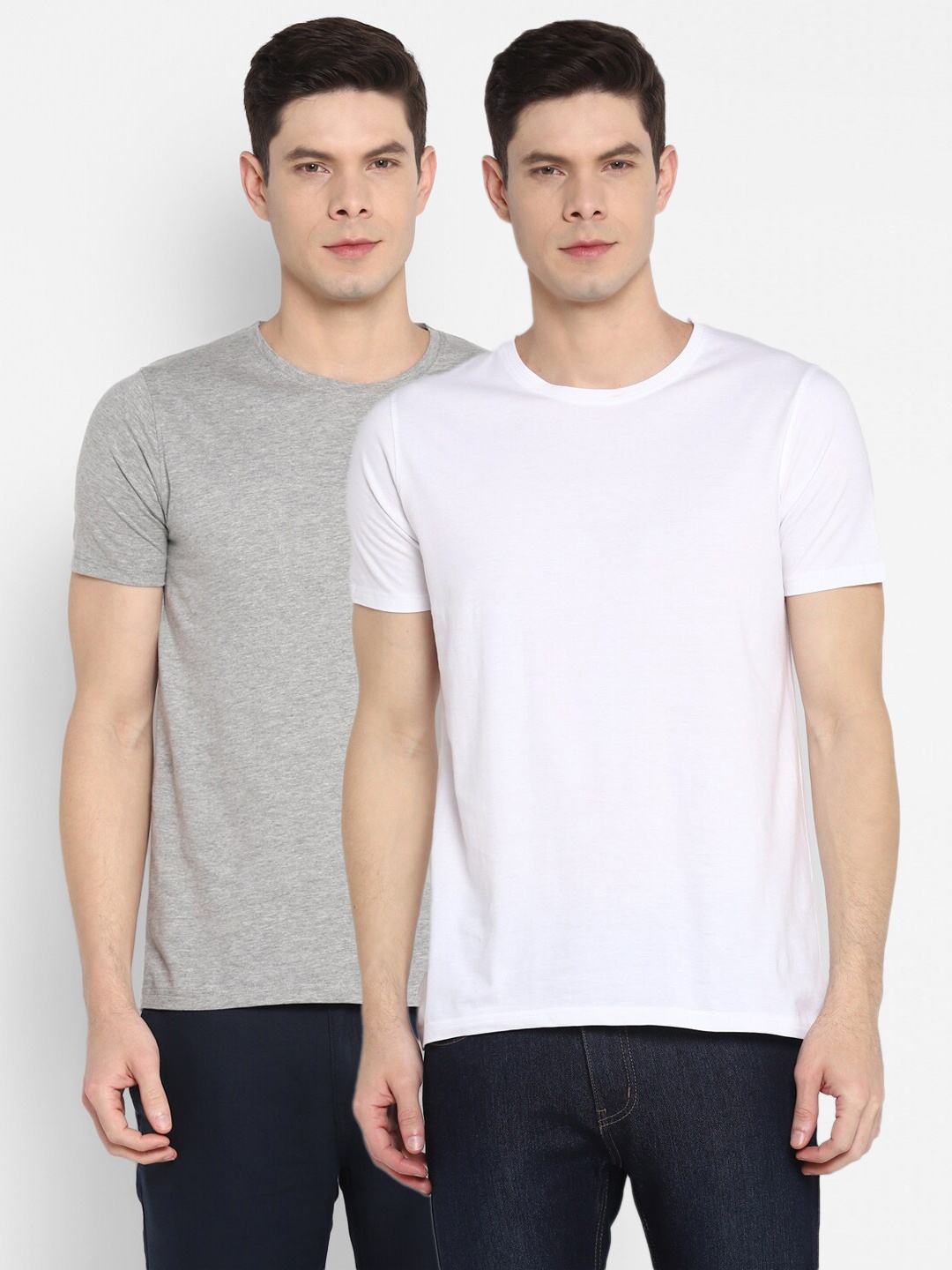 

appulse Men Grey & White Pack of 2 T-shirts