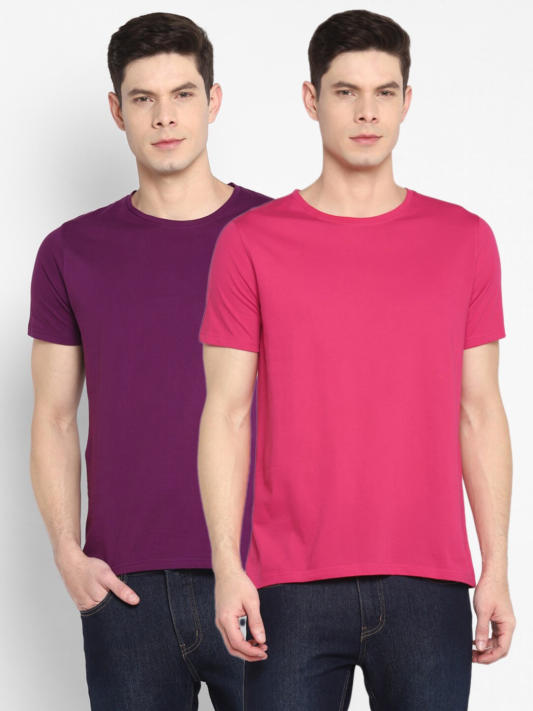 

appulse Men Pack Of 2 Cotton T-shirts, Pink