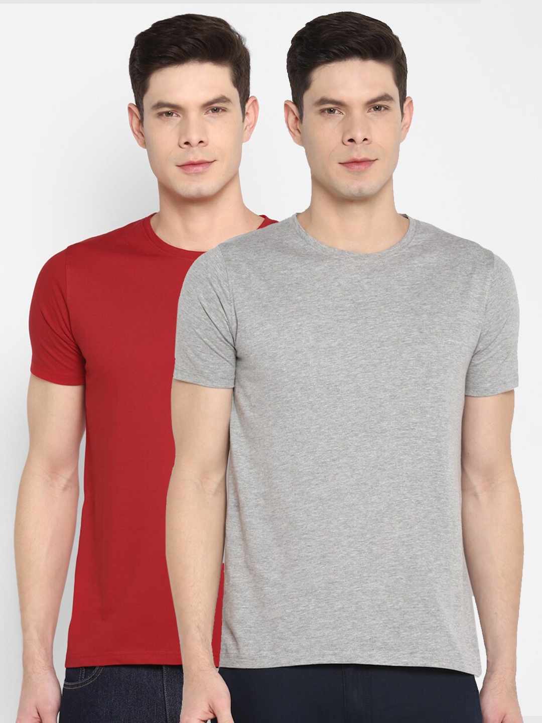 

appulse Men Red & Grey Set Of 2 T-shirt, Multi