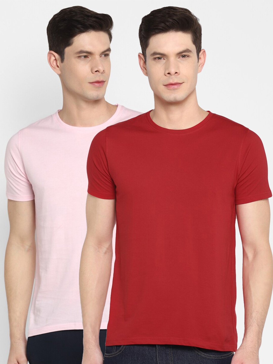 

appulse Men Pack Of 2 Cotton T-shirts, Pink