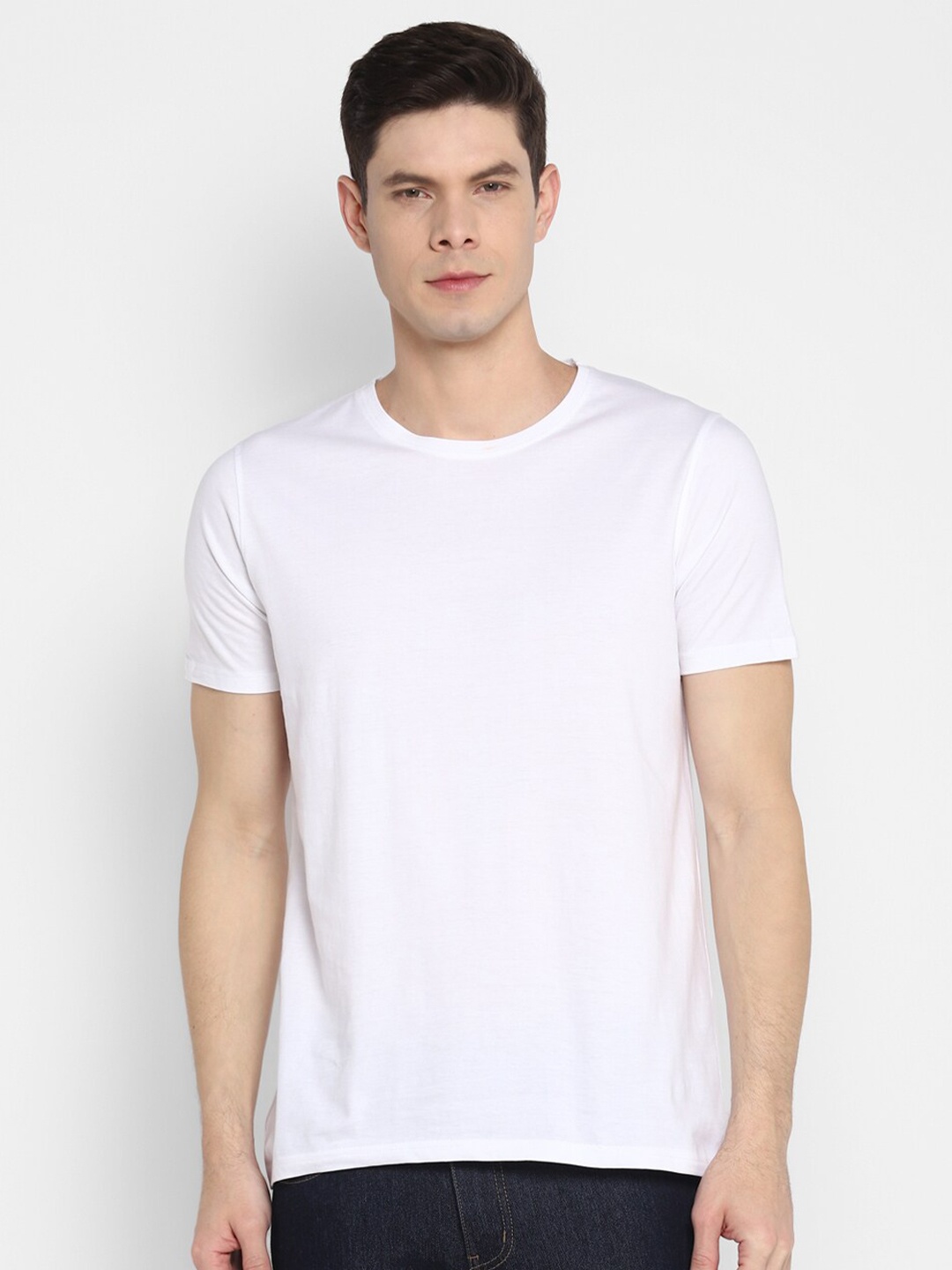 

appulse Men White Solid Cotton T-shirt