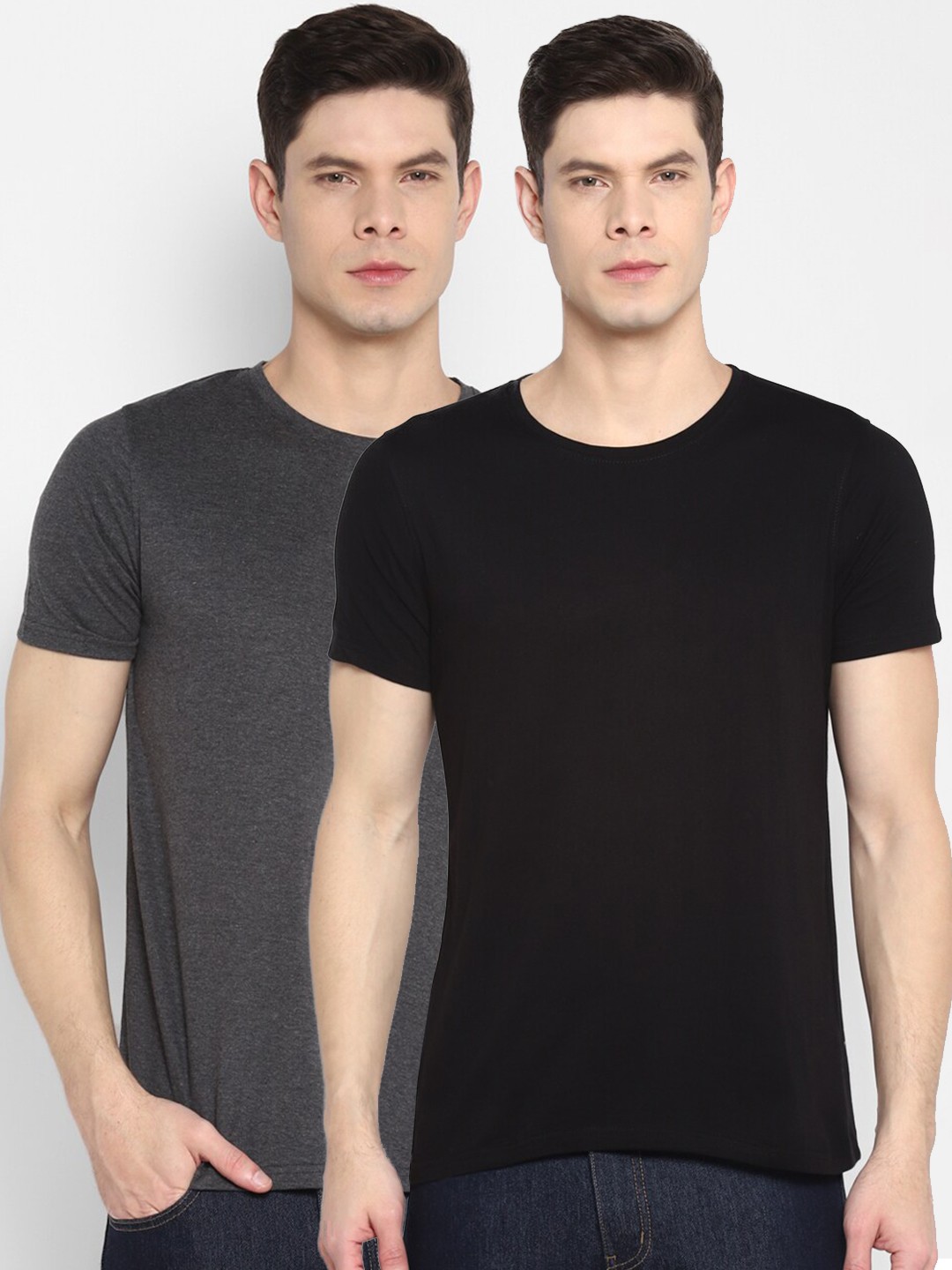 

appulse Men Pack Of 2 Cotton T-shirts, Black