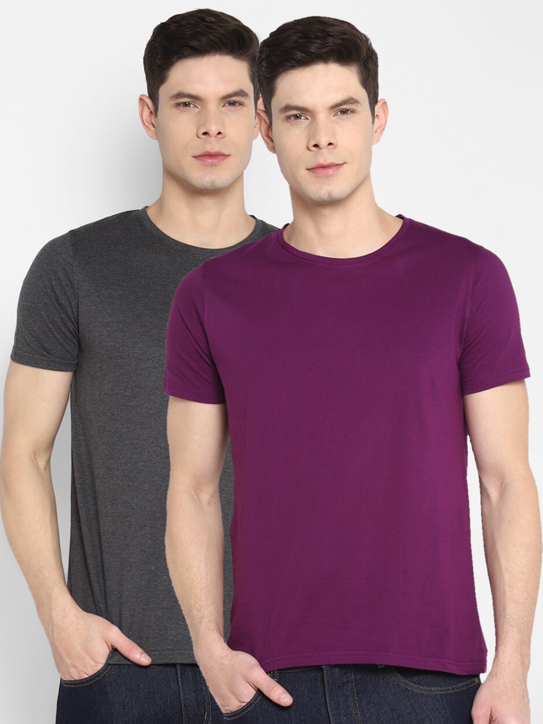 

appulse Men Pack Of 2 Cotton T-shirt, Grey