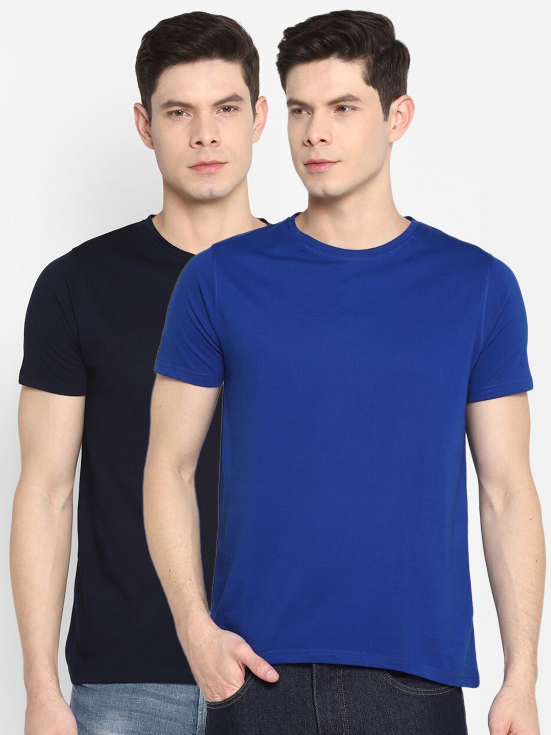 

Appulse Men Pack of 2 Short Sleeve Round Neck T-Shirts, Blue