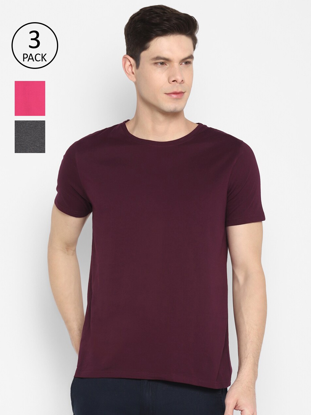 

appulse Men Pack of 3 T-shirts, Burgundy