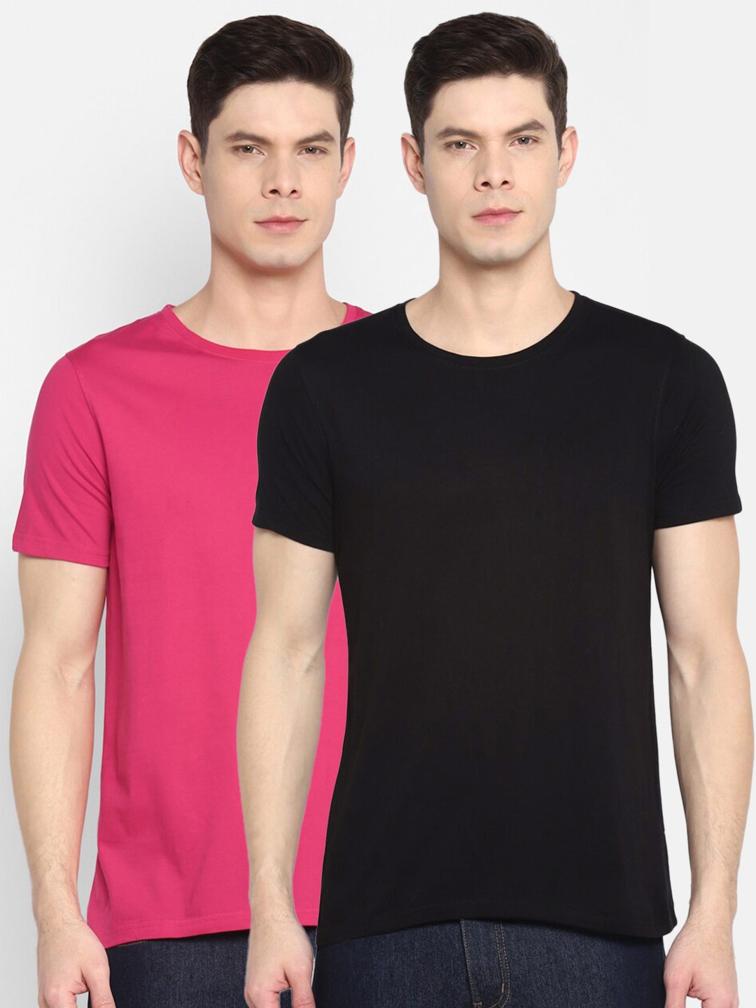 

appulse Men Pack Of 2 Cotton T-shirts, Black