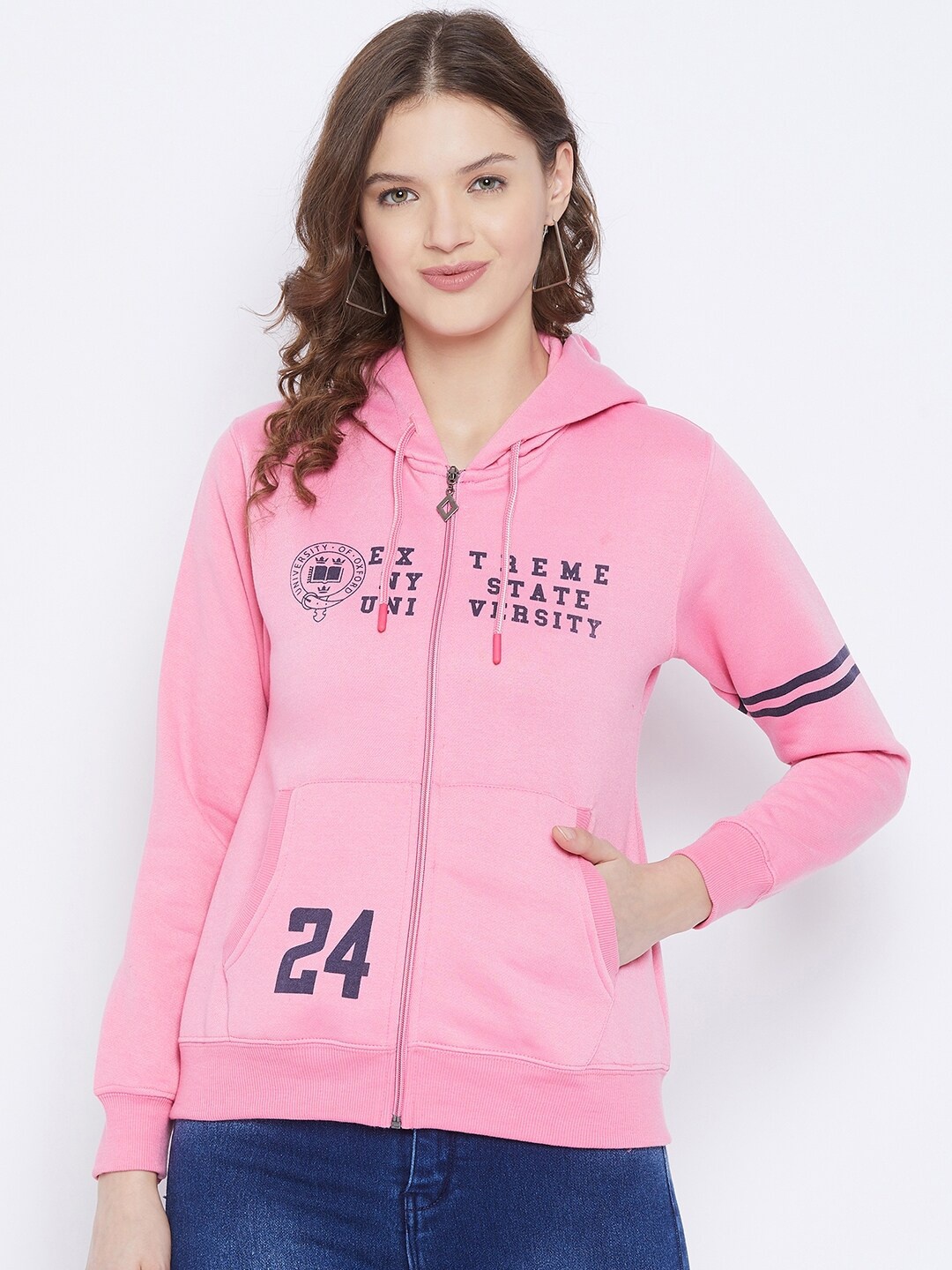 

FirstKrush Women Pink Printed Hooded Sweatshirt