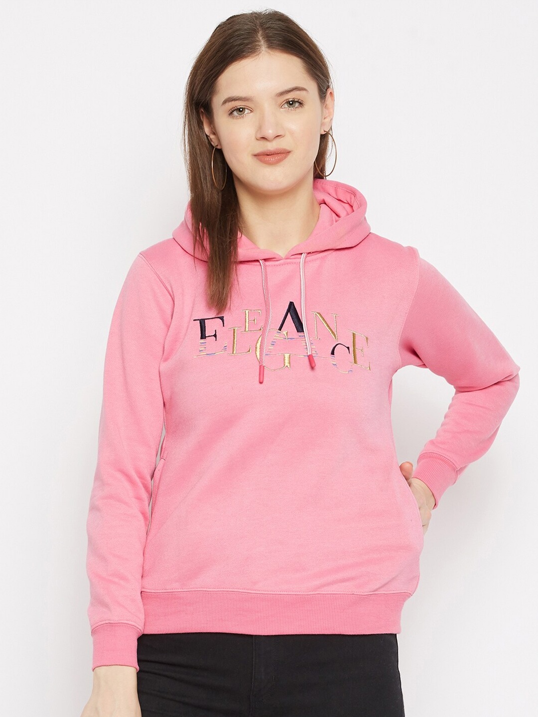 

FirstKrush Women Pink Printed Hooded Sweatshirt