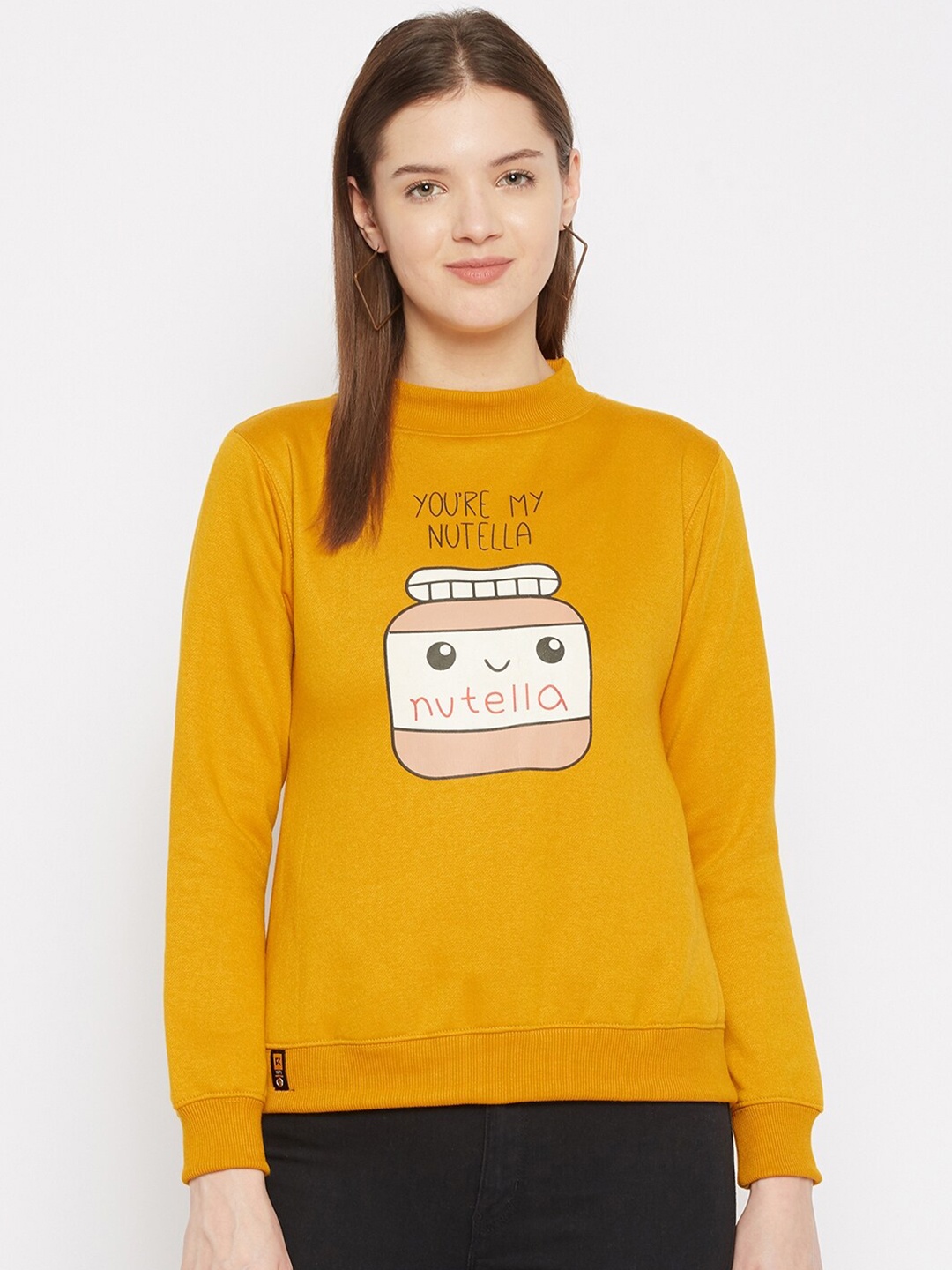 

FirstKrush Women Mustard Yellow Printed Sweatshirt