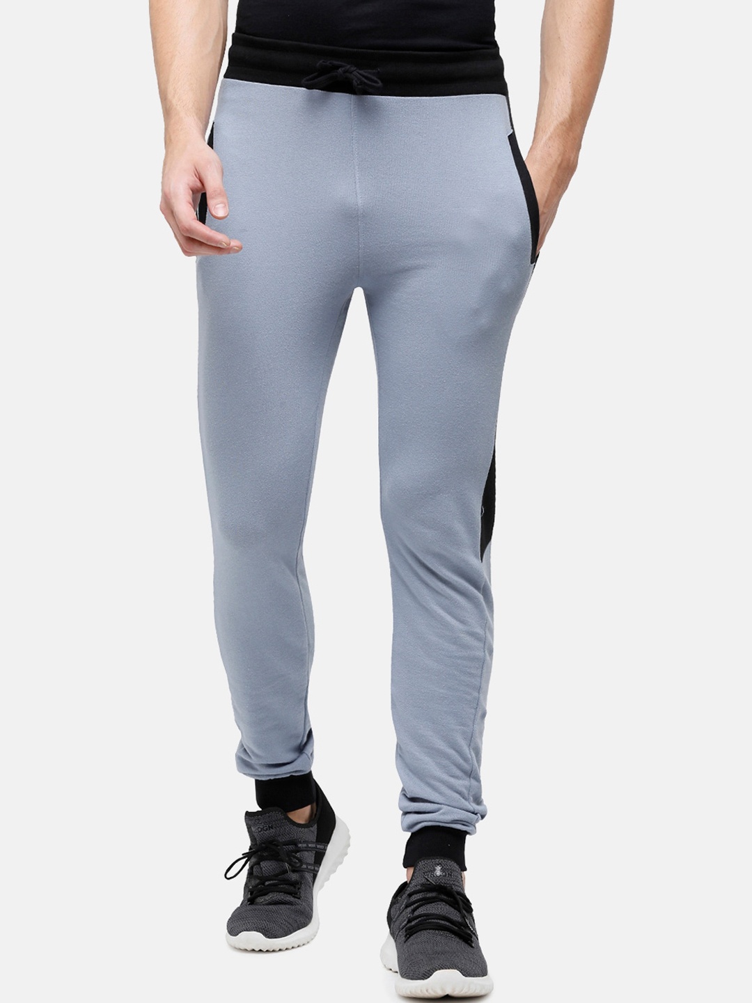 

MADSTO Men Blue Solid Straight-Fit Cotton Track Pants