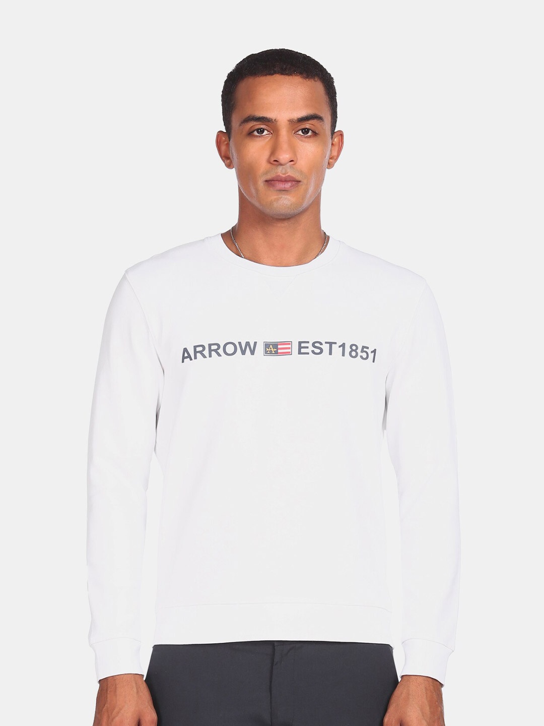 

Arrow Sport Men White Brand Print Sweatshirt