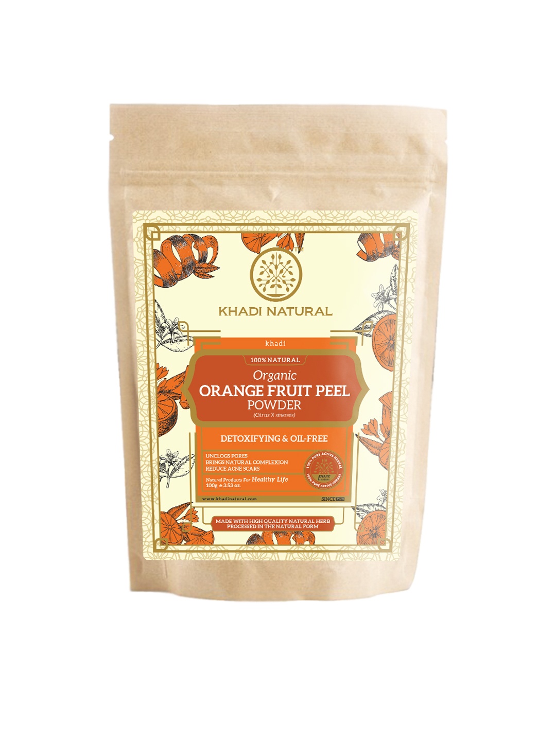 

Khadi Natural Orange Fruit Peel Organic Powder To Reduce Acne Scars - 100g