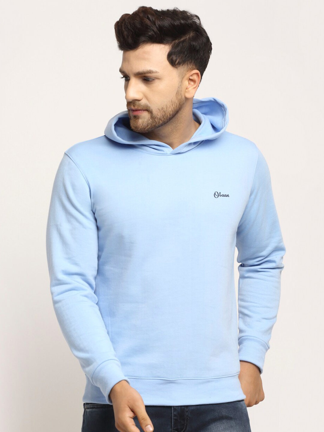 

Obaan Men Blue Hooded Sweatshirt