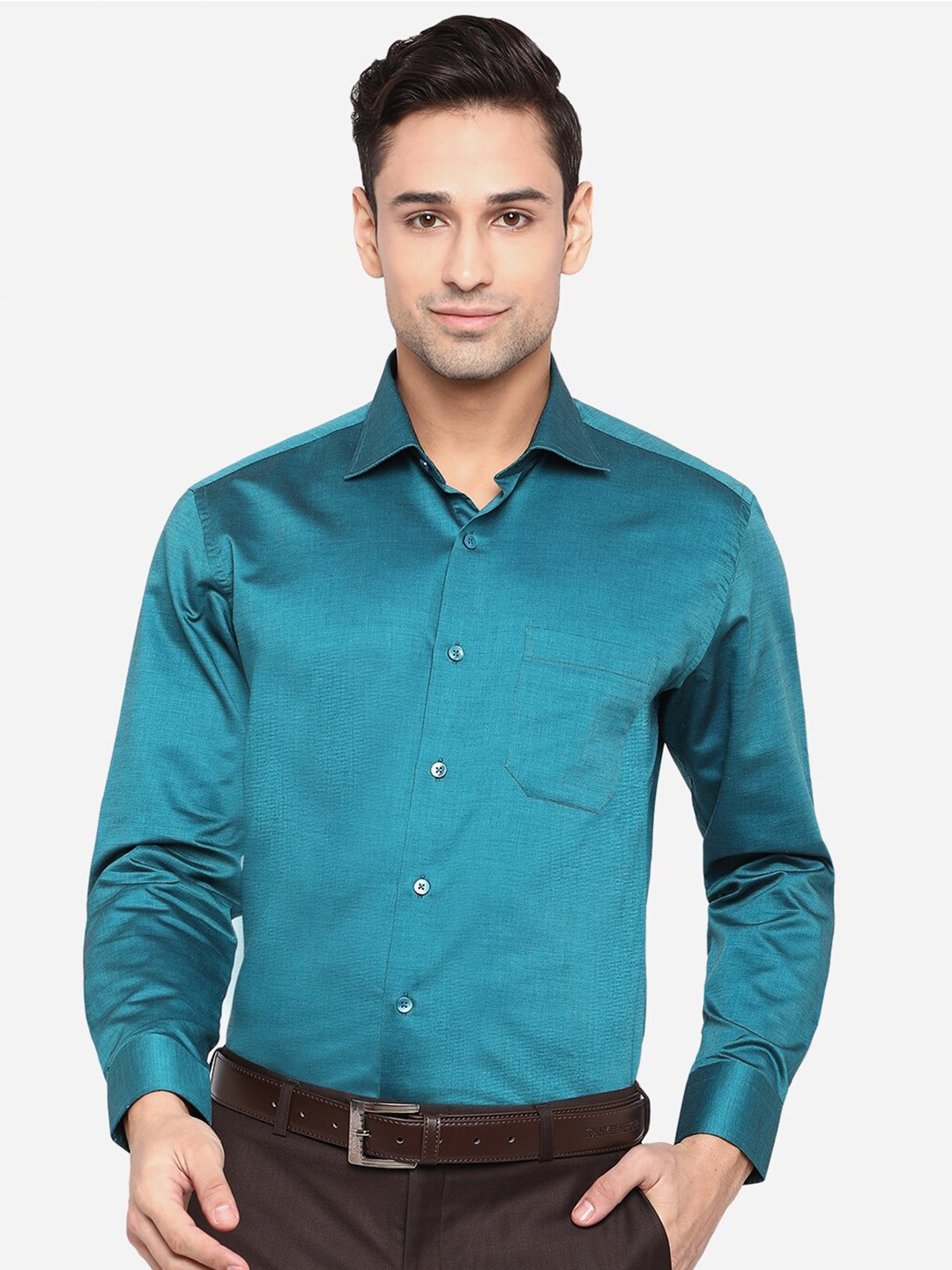 

METAL Men Green Slim Fit Opaque Formal Shirt