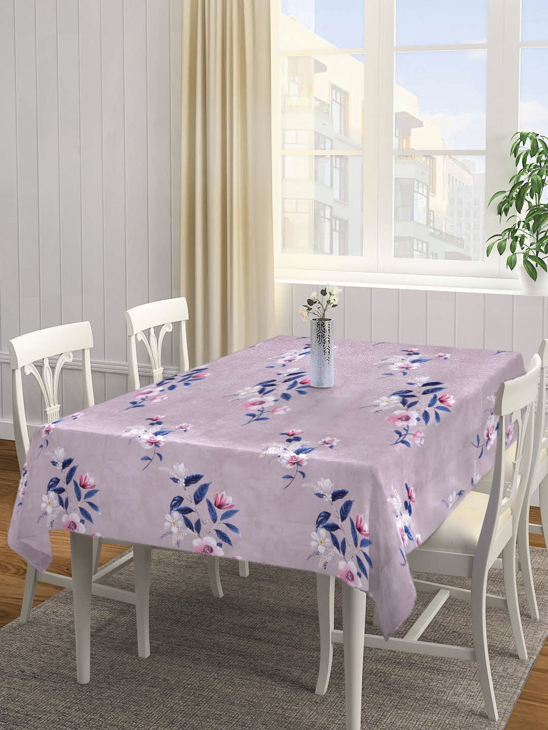 

Arrabi Grey Floral TC Cotton Blend 6 Seater Table Cover