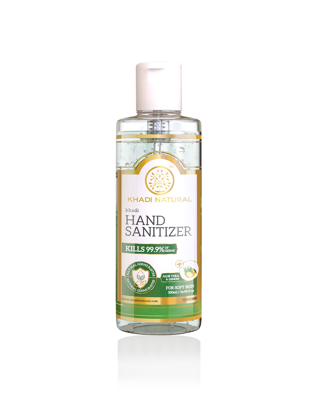 

Khadi Natural Aloe Vera & Lemon 70% Alcohol Hand Sanitizer - 500 ml, White