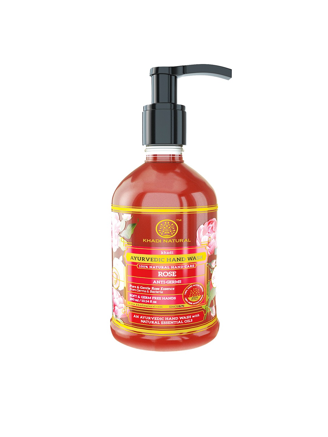 

Khadi Natural Ayurvedic Anti-Germs Rose Hand Wash 300 ml, Red