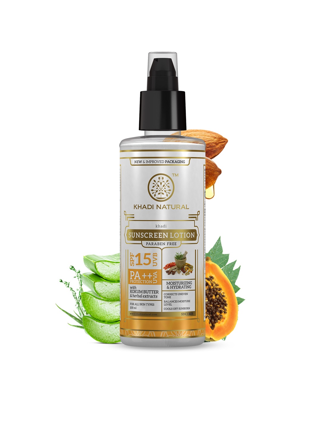 

Khadi Natural Herbal SPF 15 Moisturizing Sunscreen Lotion- 100 ml, White