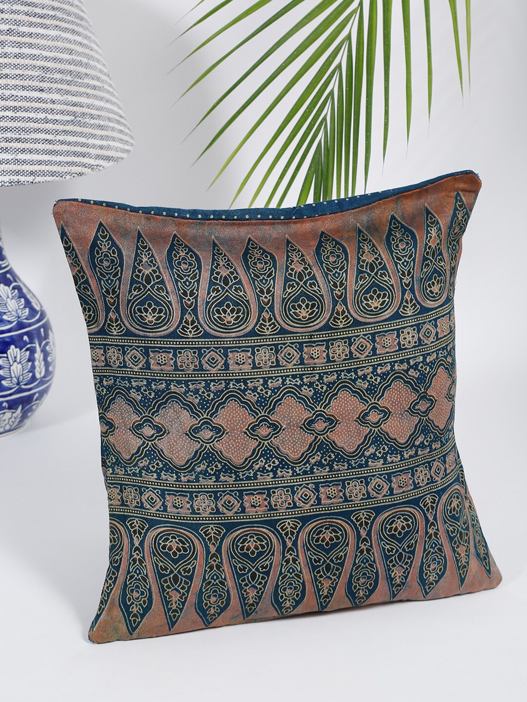 

Fabindia Navy Blue & Brown Ajrak Glaze Puranya Square Cushion Covers