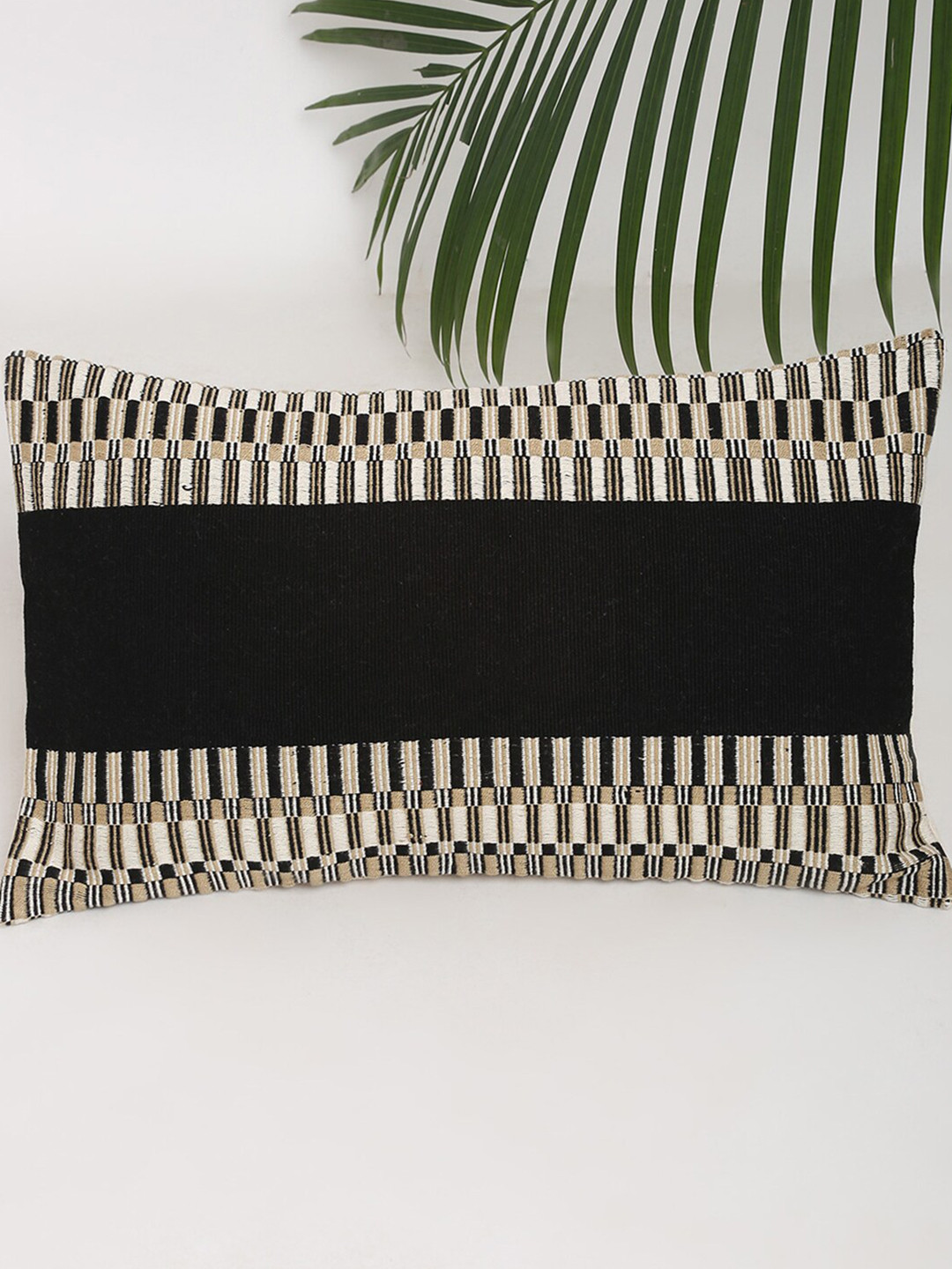 

Fabindia Black & Off White Geometric Rectangle Cushion Covers