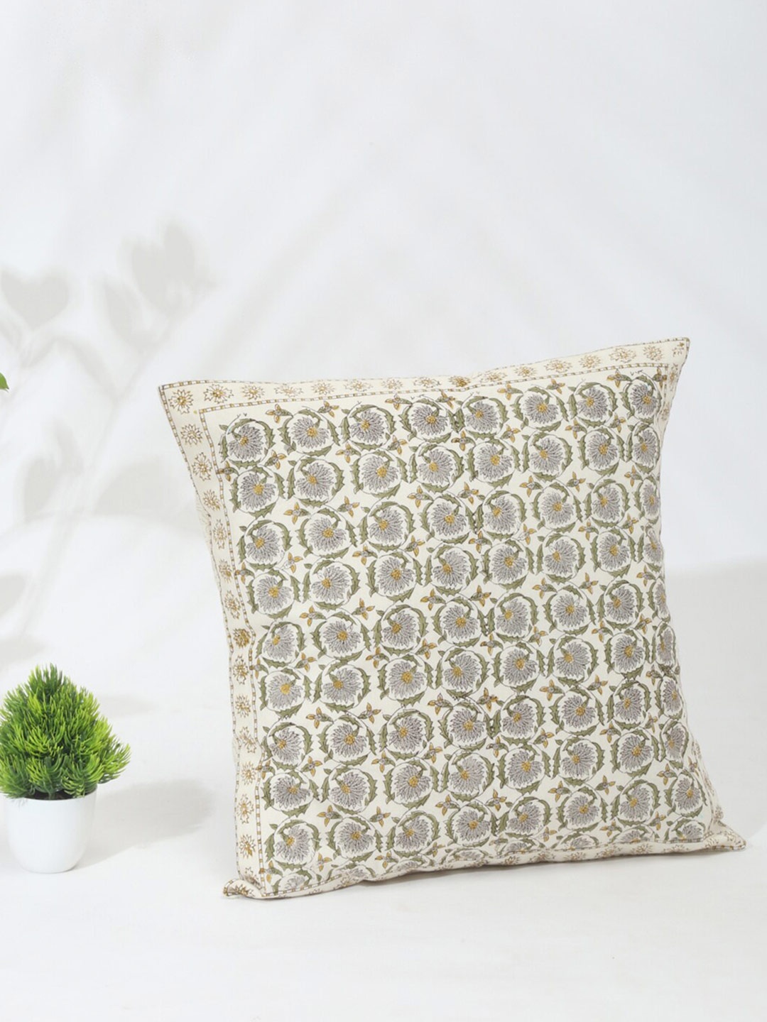 

Fabindia Grey Floral Square Cushion Covers