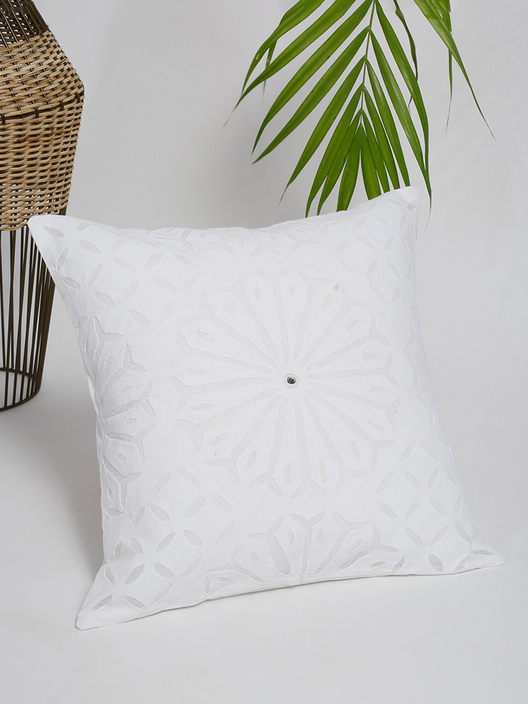 

Fabindia White Floral Square Cushion Covers