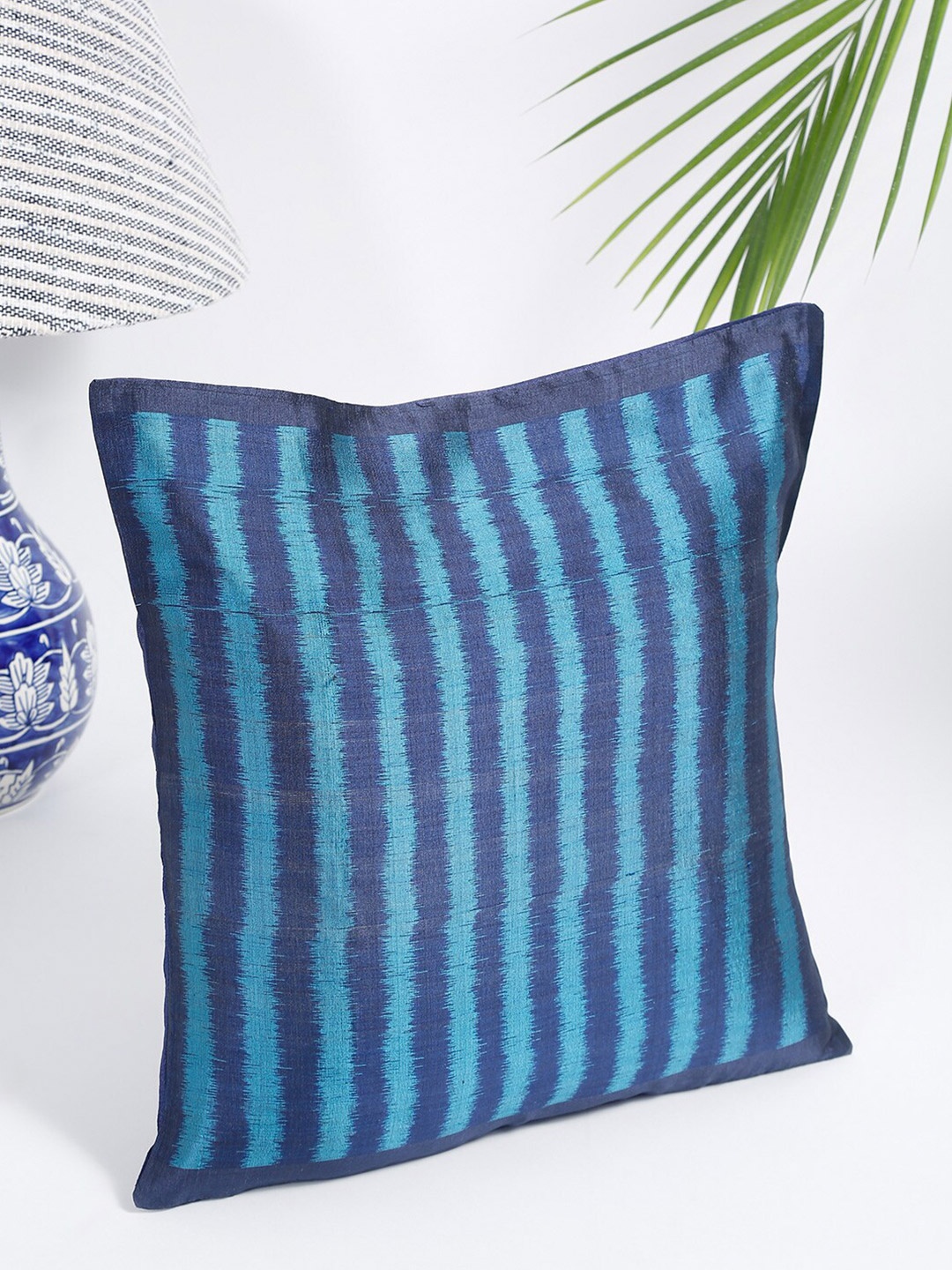 

Fabindia Navy Blue Striped Square Cushion Covers