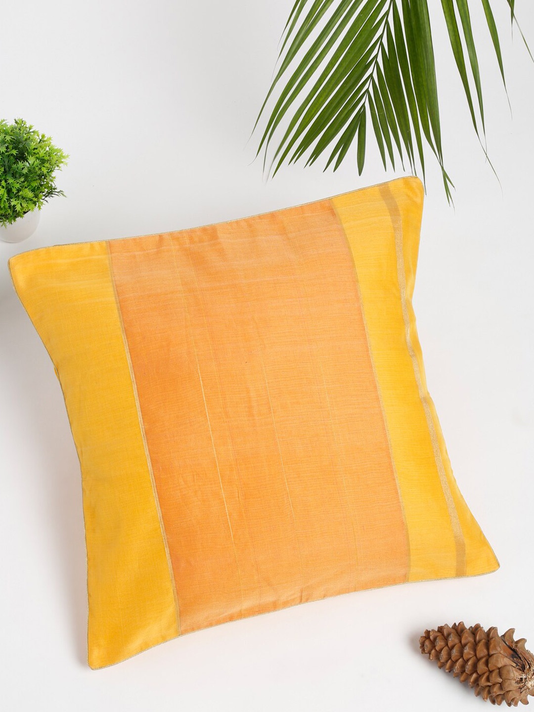 

Fabindia Yellow & Orange Striped Square Cushion Covers