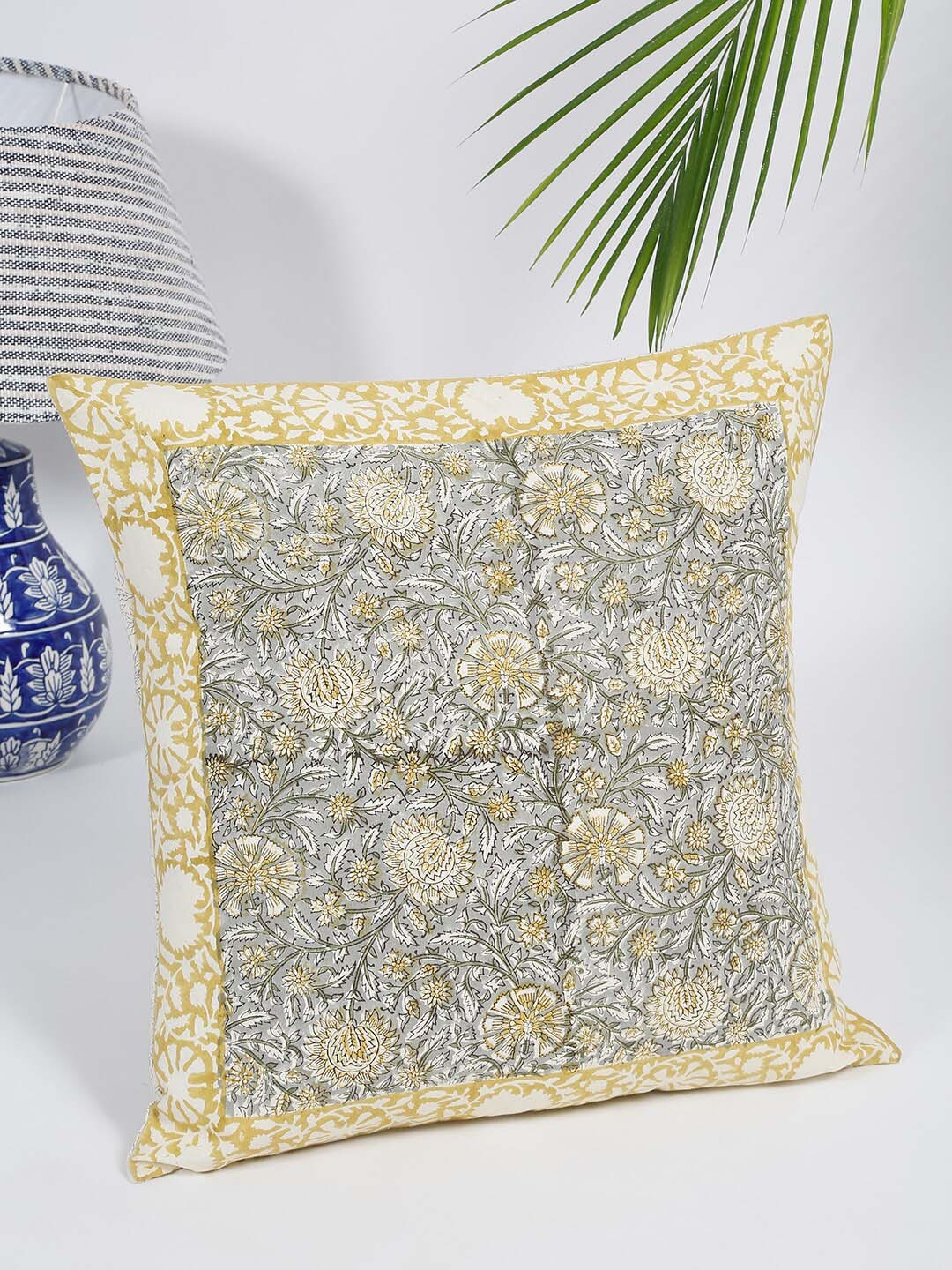 

Fabindia Grey & Black Floral Square Cushion Covers