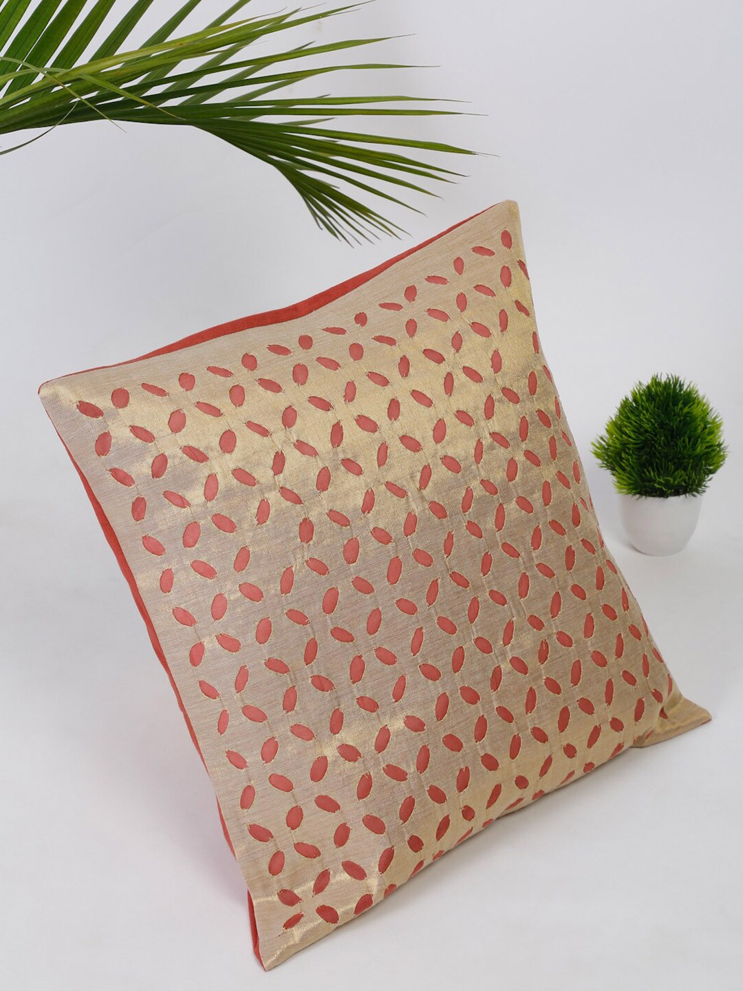 

Fabindia Rust & Gold-Toned Square Cushion Covers