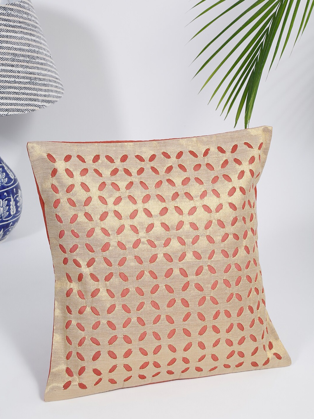 

Fabindia Rust & Gold Geometric Square Cushion Covers
