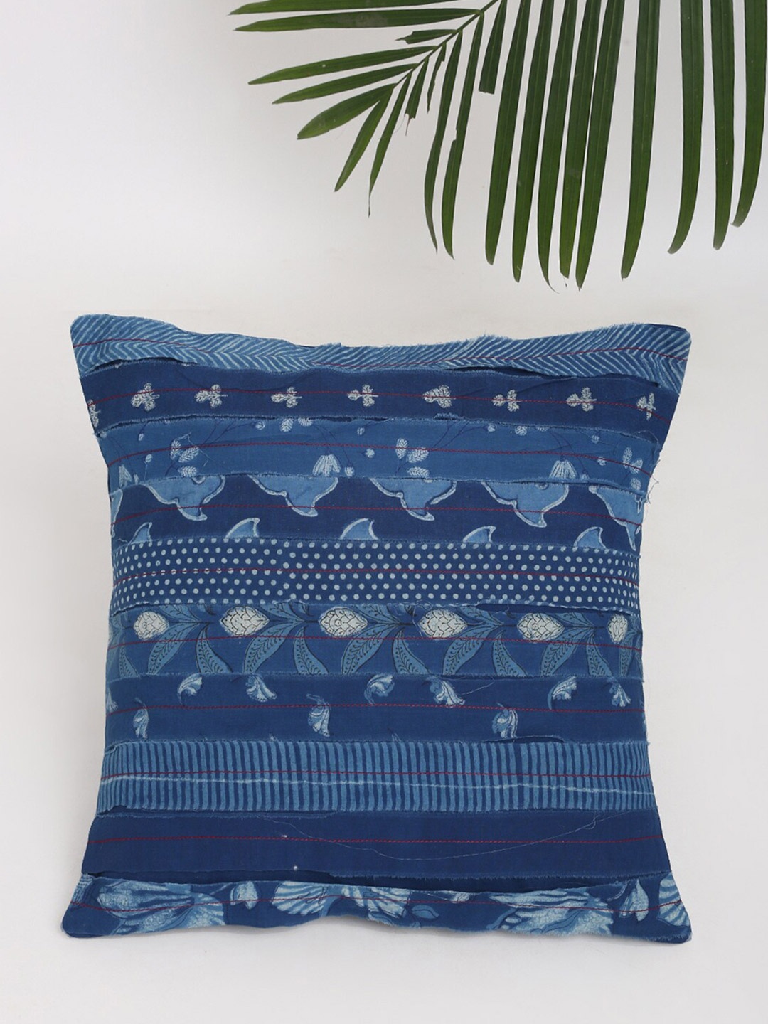 

Fabindia Navy Blue & White Ethnic Motifs Square Cushion Covers