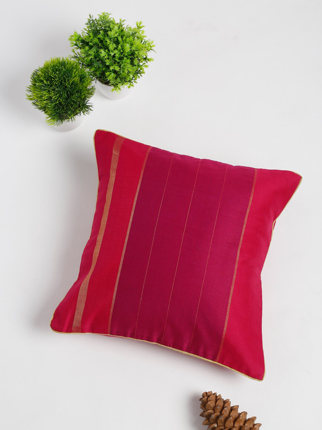 

Fabindia Red & Pink Striped Square Cushion Covers
