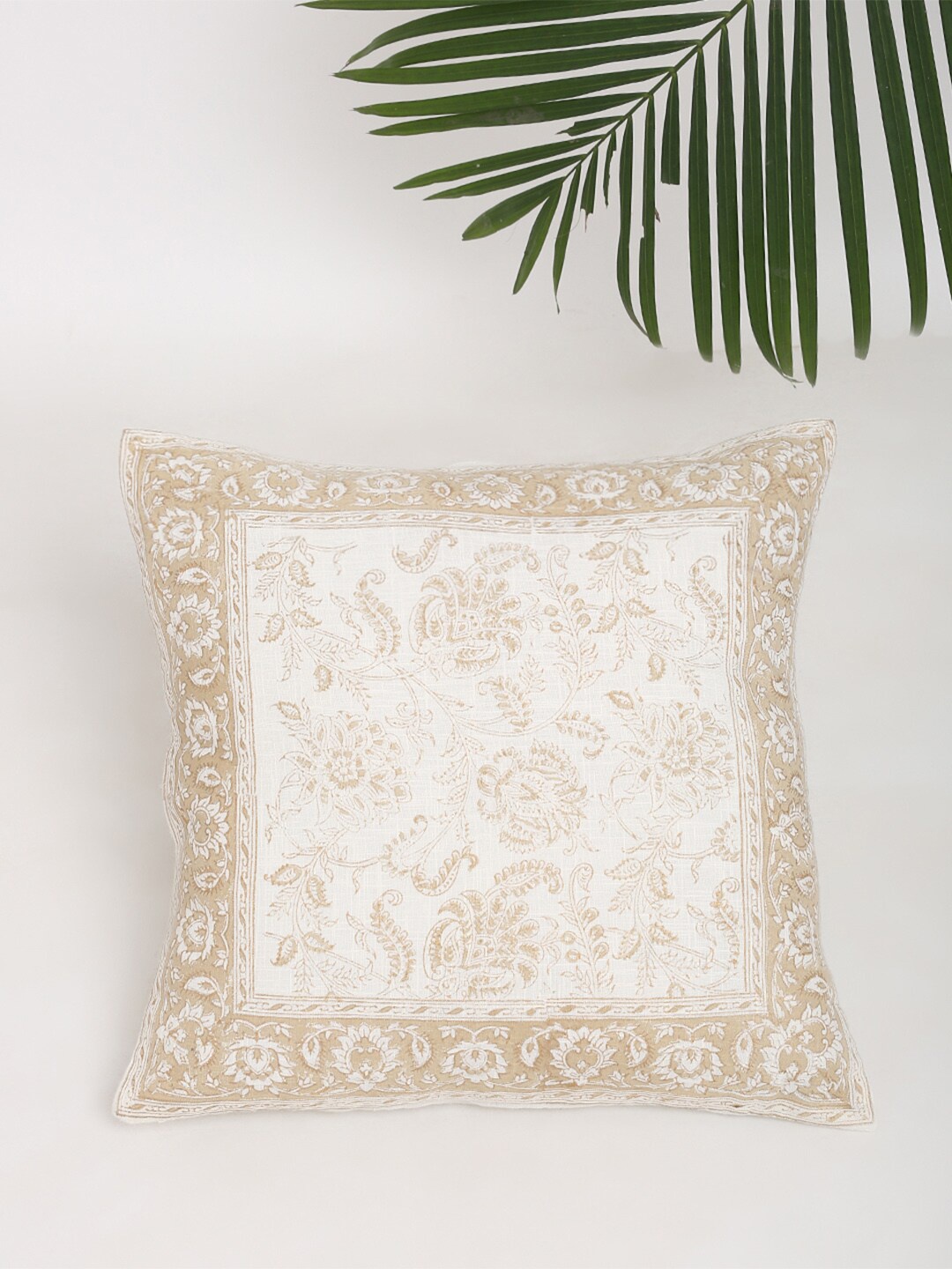 

Fabindia Off White & Beige Floral Square Cushion Covers