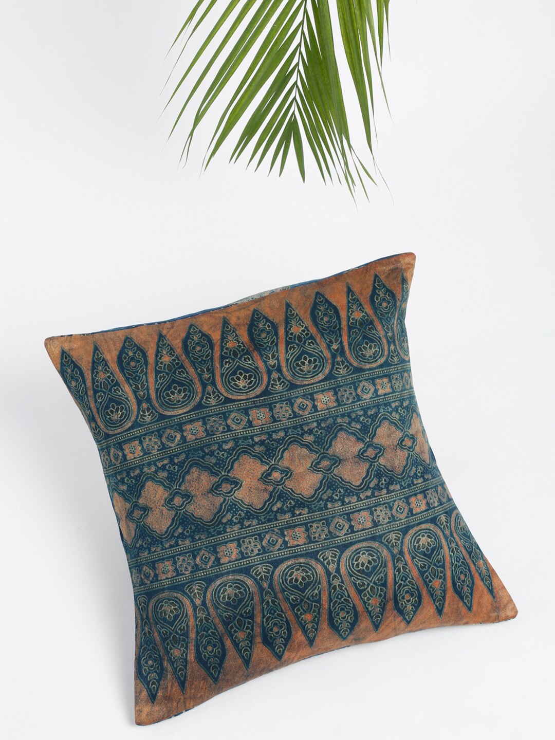 

Fabindia Navy Blue & Brown Ethnic Motifs Printed Cotton Square Cushion Covers