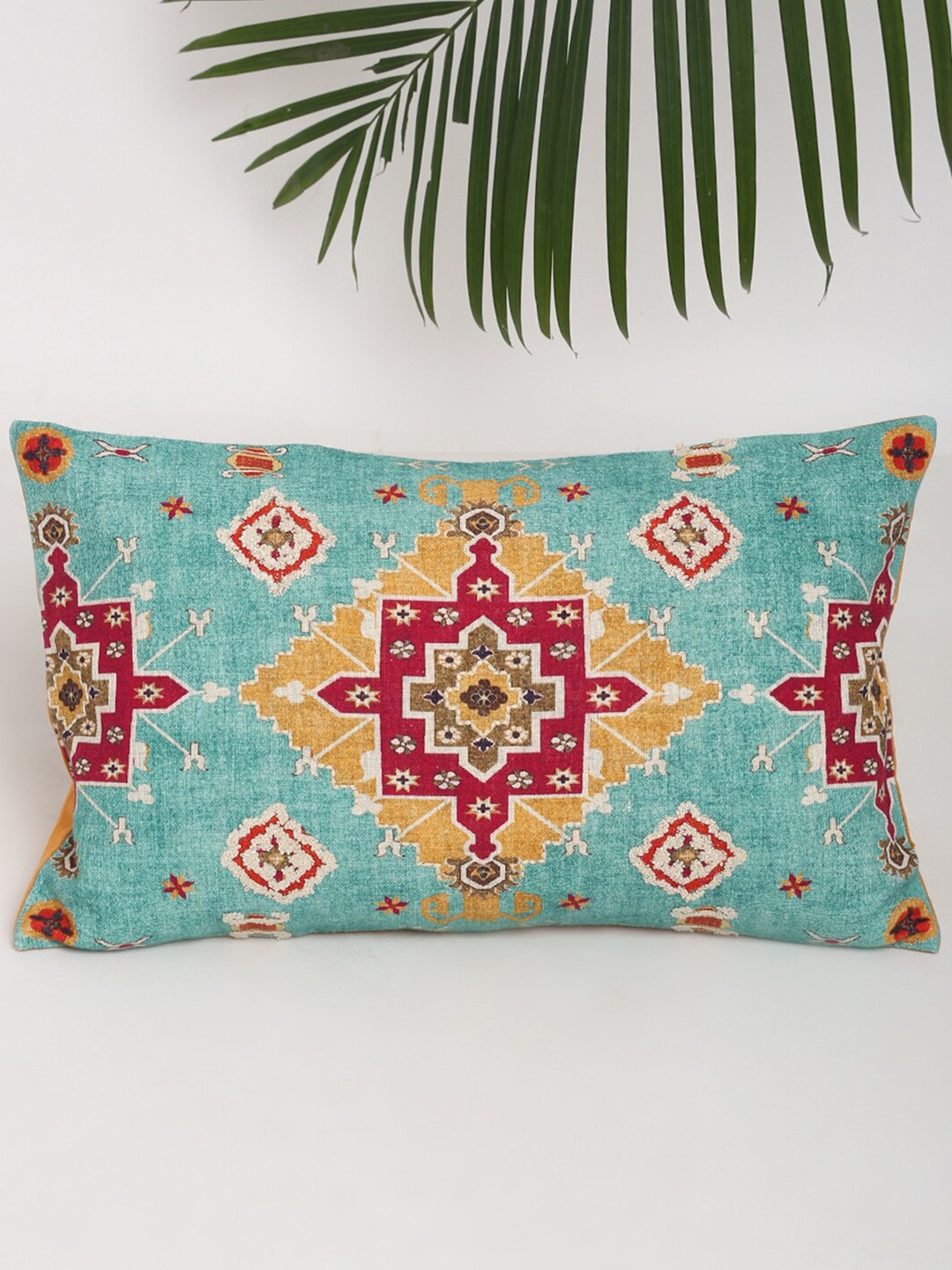 

Fabindia Teal & Yellow Abstract Rectangle Cushion Covers