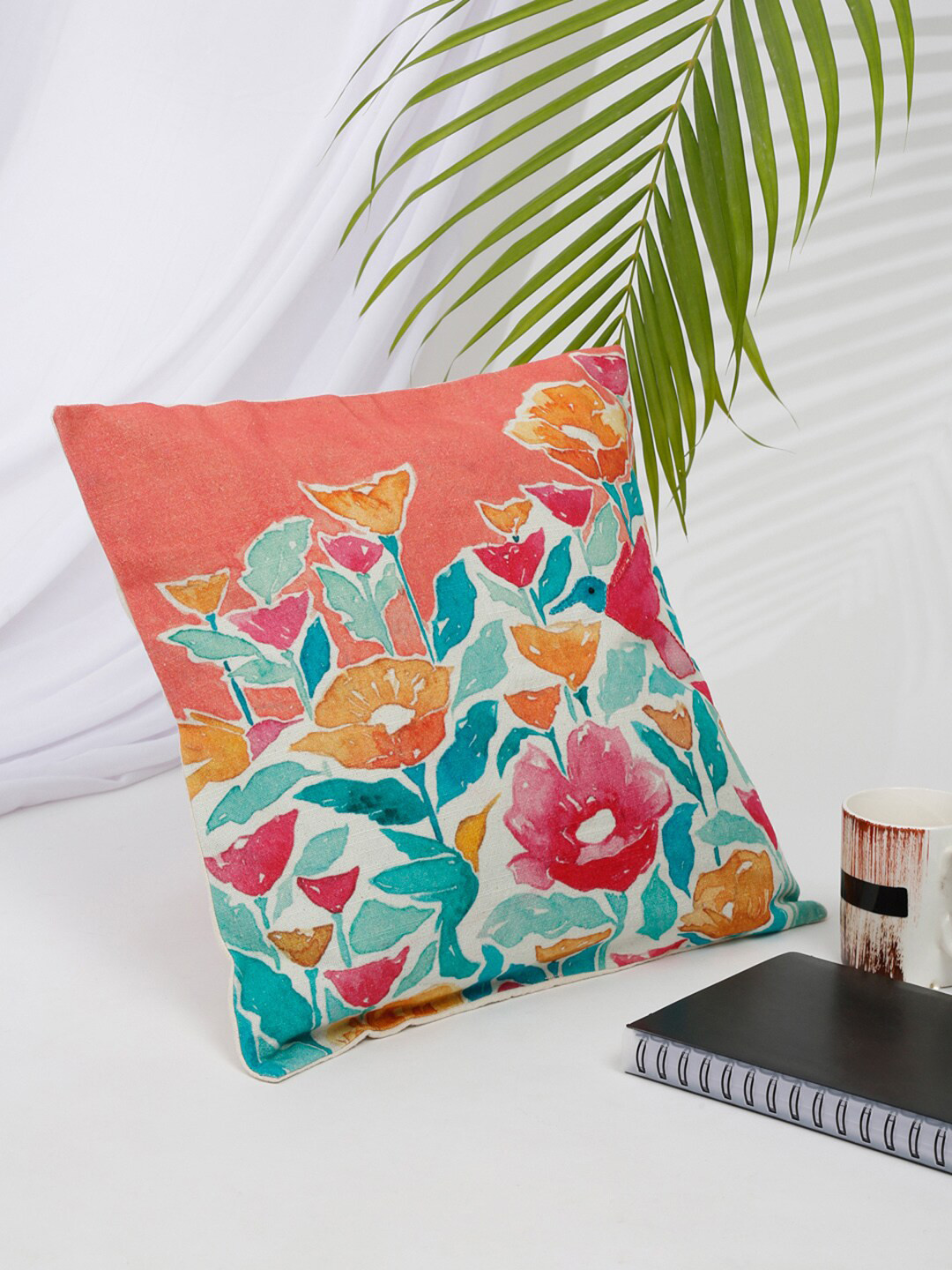 

Fabindia Coral & Red Floral Square Cushion Covers