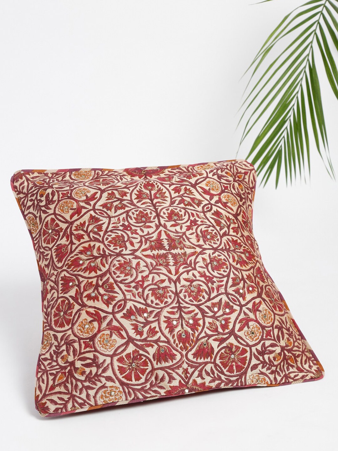 

Fabindia Beige & Red Floral Square Cushion Covers