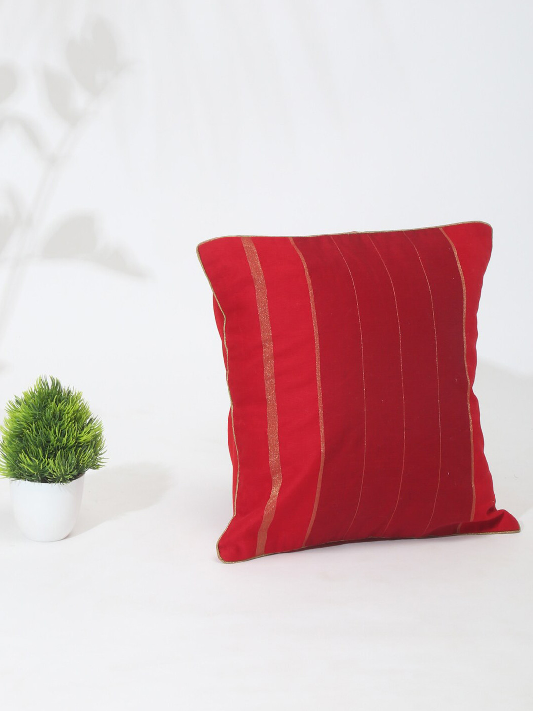 

Fabindia Red & Maroon Striped Square Cushion Covers