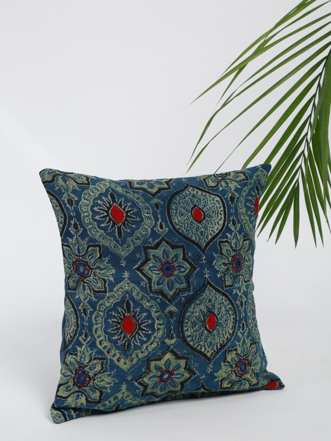 

Fabindia Navy Blue & Green Ethnic Motifs Square Cushion Covers