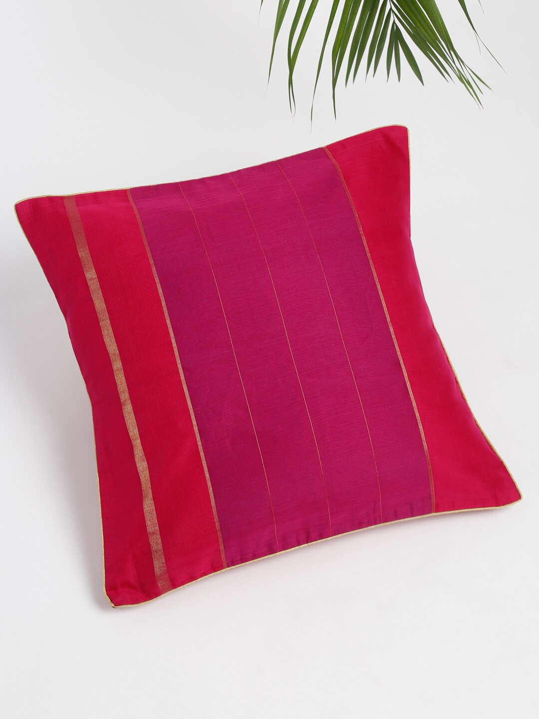 

Fabindia Fuchsia & Red Striped Square Cushion Covers
