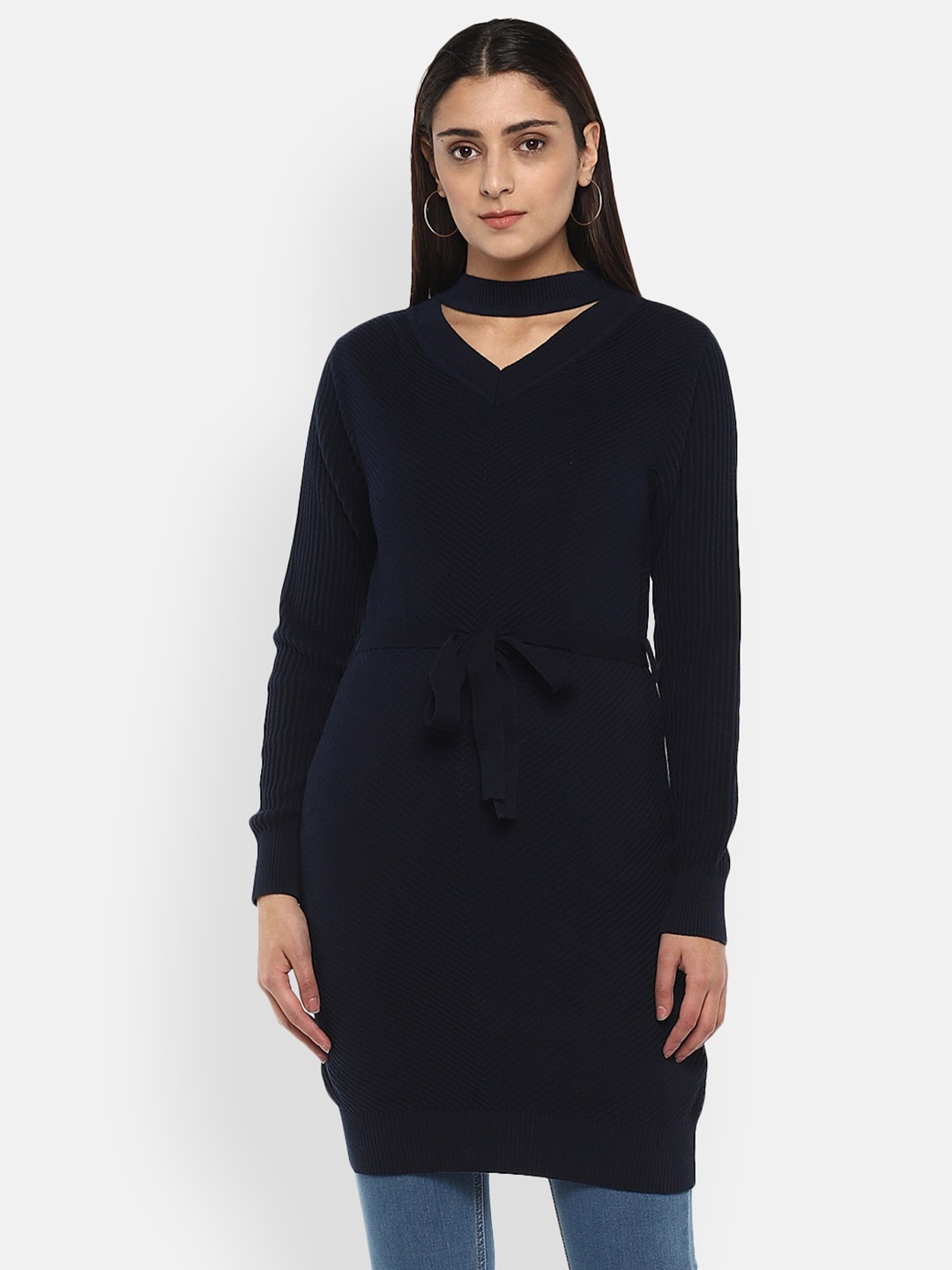 

LAMOURE BY RED CHIEF Women Navy Blue Longline Pullover