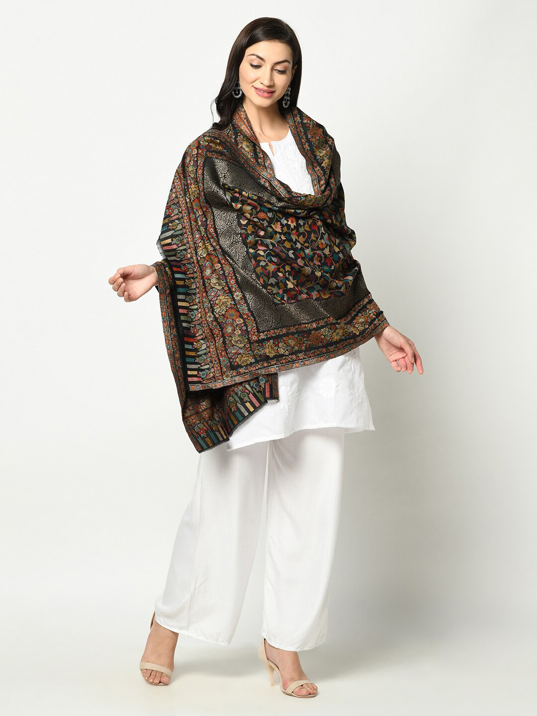 

Safaa Women Black & Red Woven Design Stole