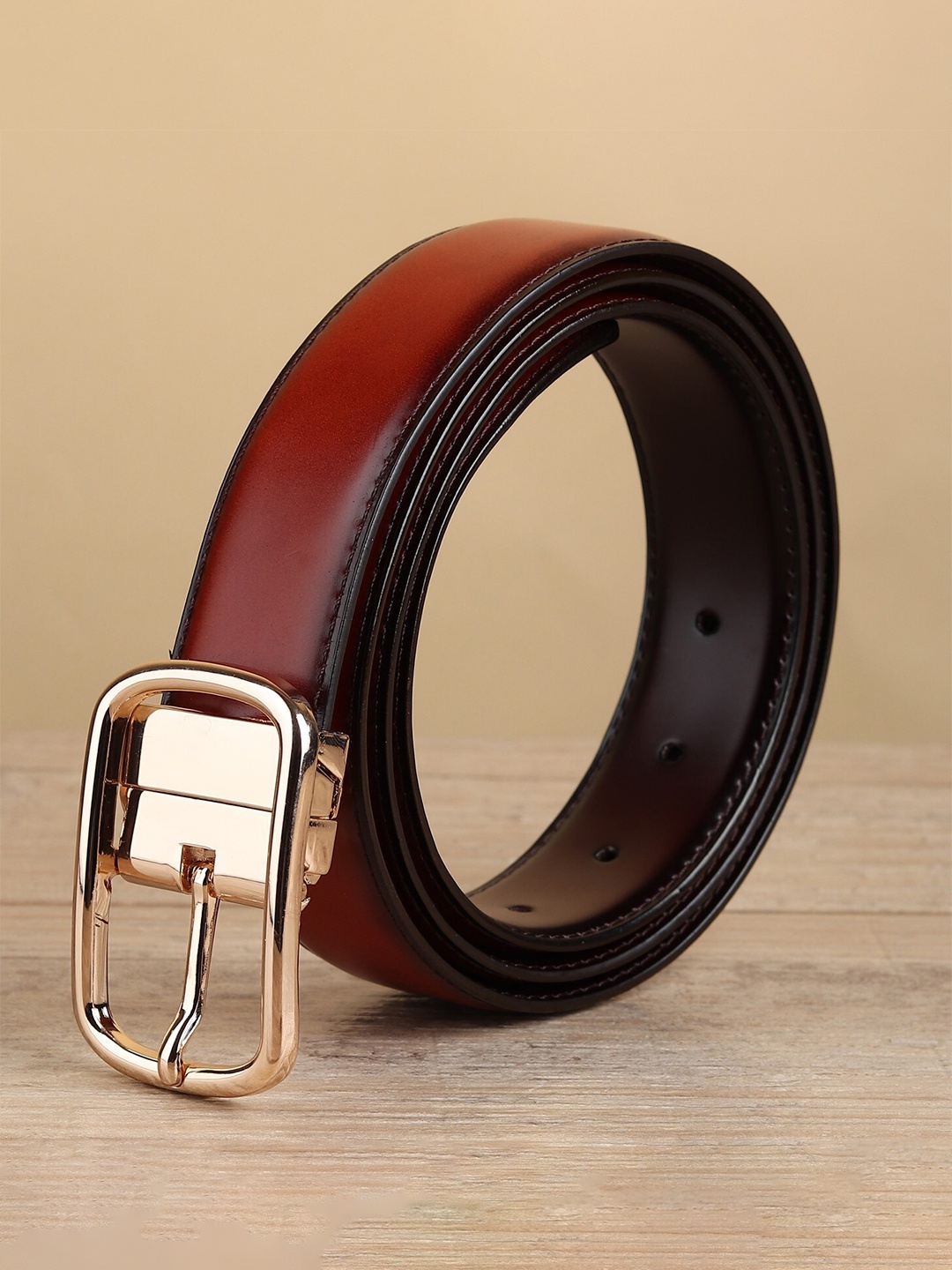 

Kastner Men Maroon & Black Solid Reversible Belt