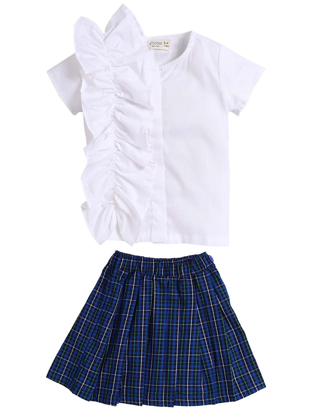 

Hopscotch Girls White & Blue Checked Top & Skirt Set