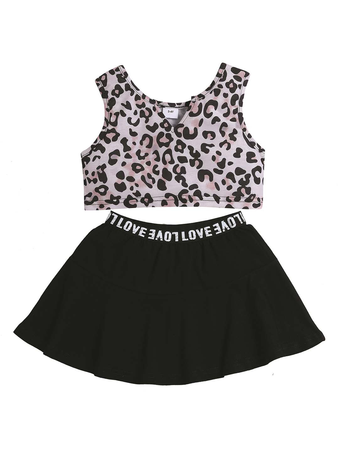 

Hopscotch Girls Black & White Printed Top with Skirt