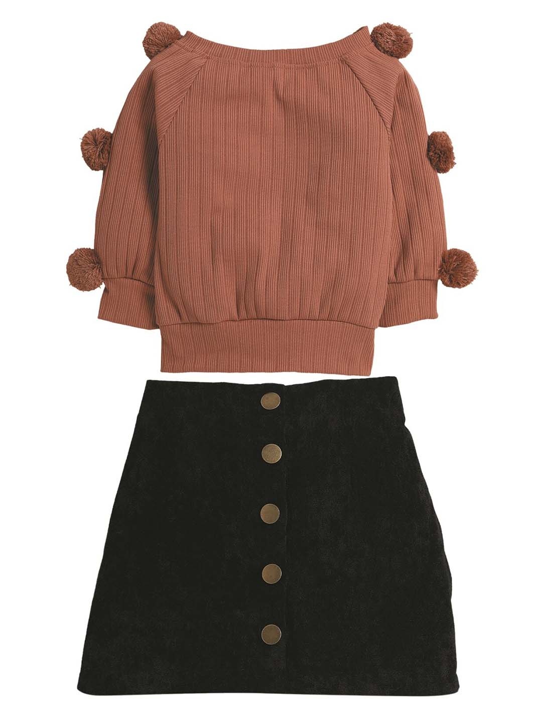 

Hopscotch Girls Brown & Black Top with Skirt