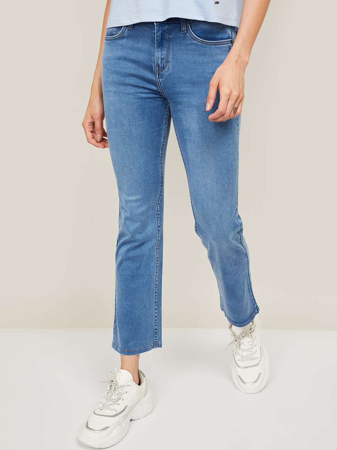 

Xpose Women Blue Bootcut High-Rise Clean Look Light Fade Stretchable Jeans